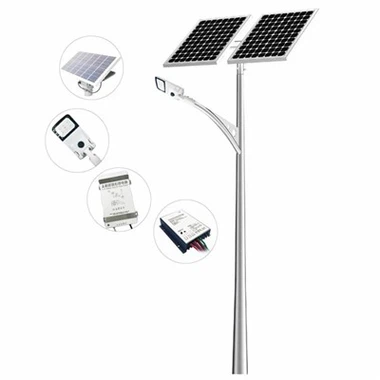 Straatlantaarn op zonne-energie met batterij en paneel